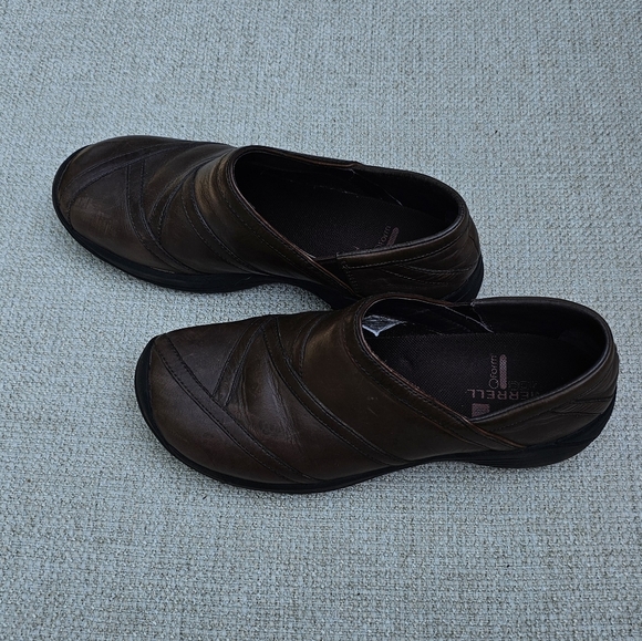 Merrell Brown Leather Comfort Shoes, Casual Loafers, Stretch Side Size 9 - Picture 4 of 10